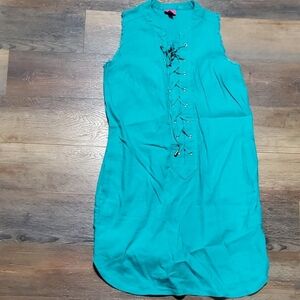 Trina Turk X INC Teal Lace-Up Mini Dress